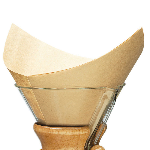 CHEMEX Vierkante natuurlijke papieren filters 6 kopjes