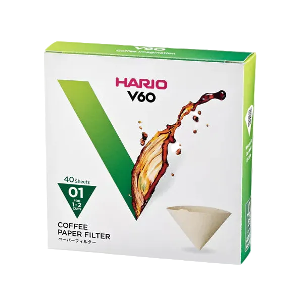 HARIO V60, 40 filtres naturels pour Dripper 01- 1/2 tasses