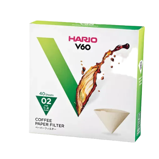 HARIO V60, 40 filtres naturels pour Dripper 02 - 1/4 tasses